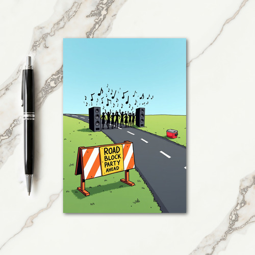 Road Block Birthday Card