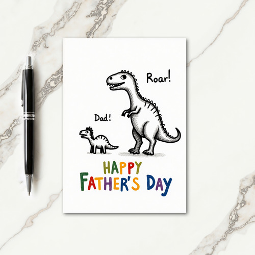 Roar Dad Fathers Day Drawing Card