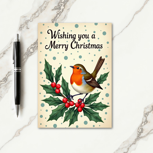 Robins Berries Christmas Card