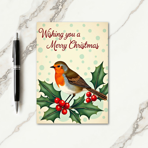 Robins Christmas Holly Card