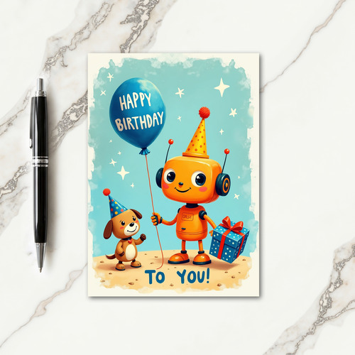 Robot Birthday Gift Card