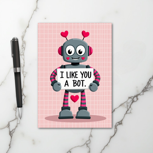 Robot Valentines I Like You A Bot Card