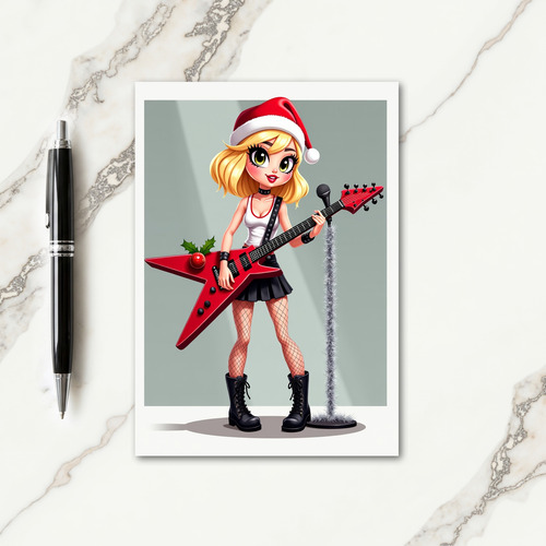 Rockin Christmas Girl Card