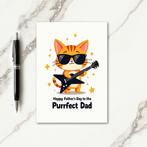 Rockin Fathers Day Feline Card