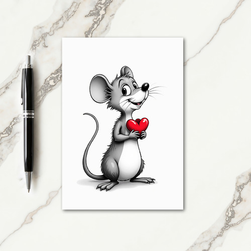Rodent Red Heart Mothers Day Card