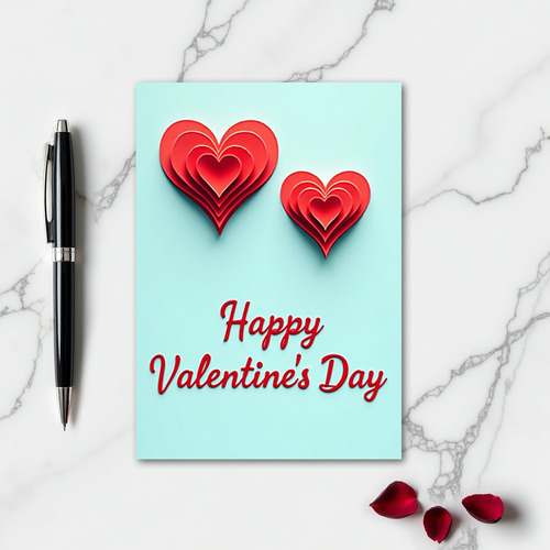 Romantic 3D Layered Hearts Love Card