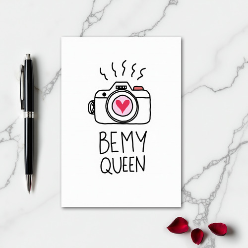 Romantic Camera Be My Queen Card