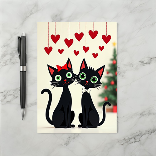 Romantic Cat Hearts Card
