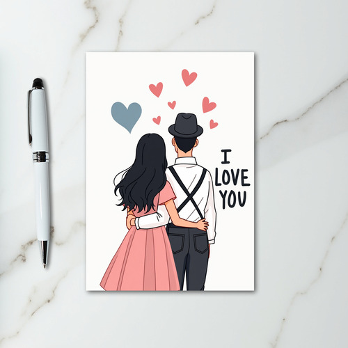 Romantic Couple Hearts Love Card