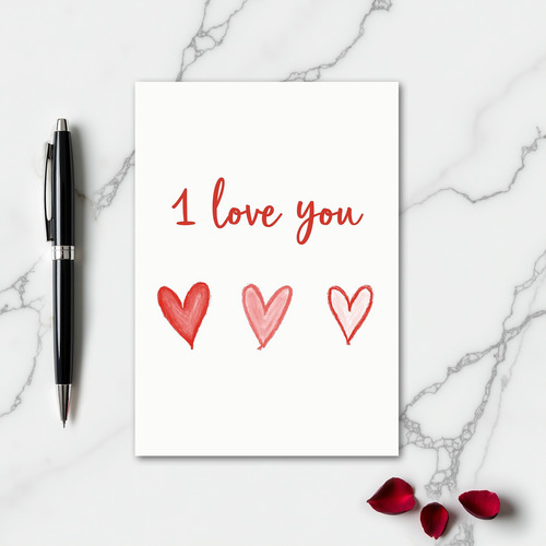 Romantic Crayon Hearts Love Card