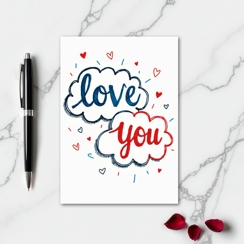 Romantic Doodled I Love You Card
