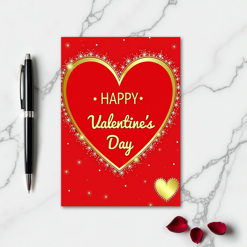 Romantic Golden Hearts Card