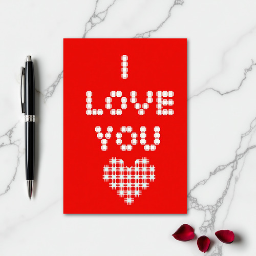 Romantic Grid I Love You Card