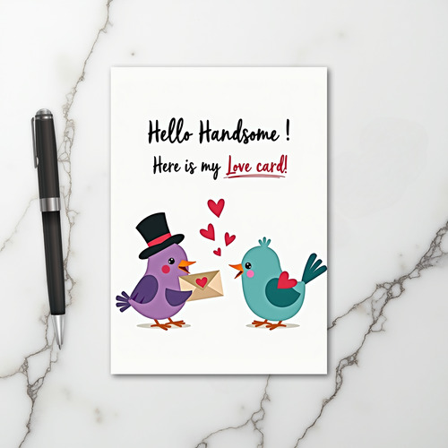 Romantic Handsome Birds Love Card