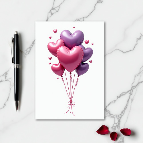 Romantic Heart Balloons Love Card
