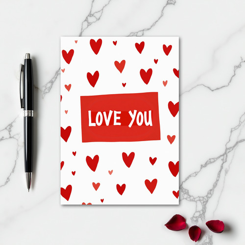 Romantic Heart Pattern I Love You Card