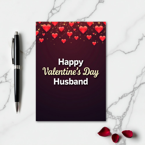 Romantic Hearts Valentines Husband Card