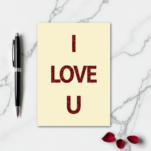Romantic I Love You Glitter Card