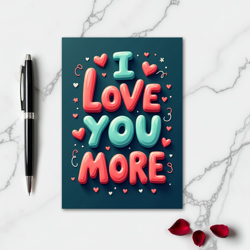 Romantic I Love You More Hearts Card