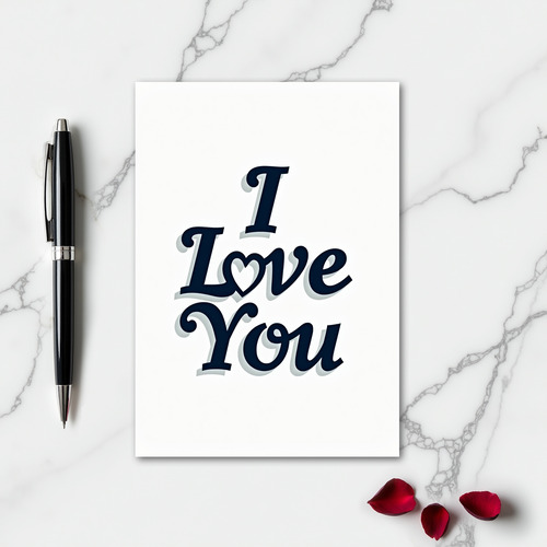 Romantic I Love You Raised Text Card