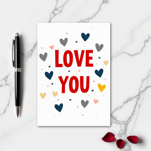 Romantic I Love You Smooth Hearts Card