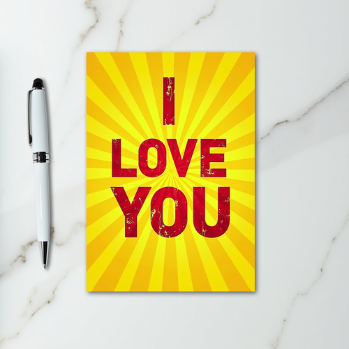 Romantic I Love You Sunburst Card