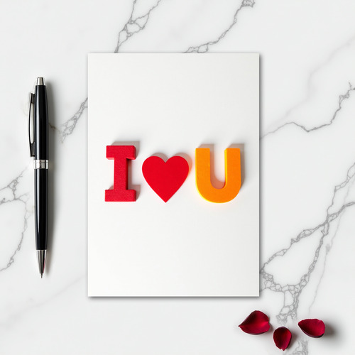 Romantic I Love You Wood Card