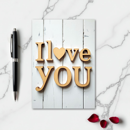 Romantic I Love You Wood Plank Card