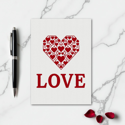 Romantic Love Cross Stitch Card