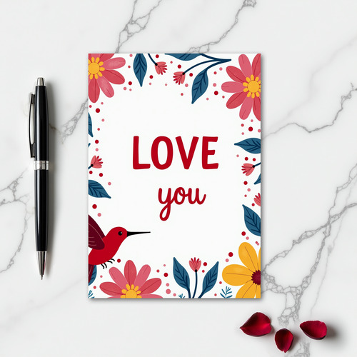 Romantic Love Floral Card