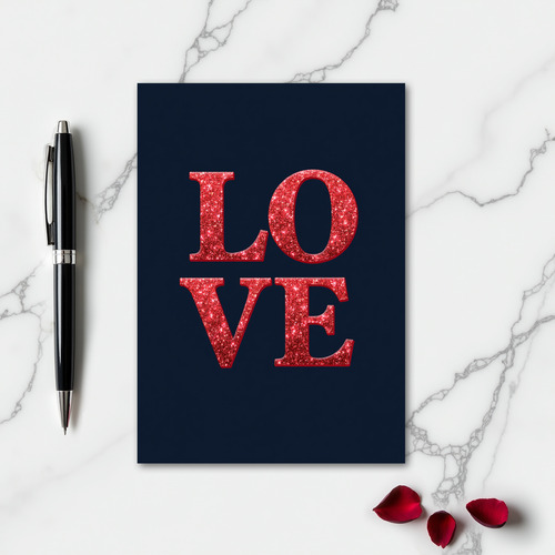 Romantic Love Glitter Card