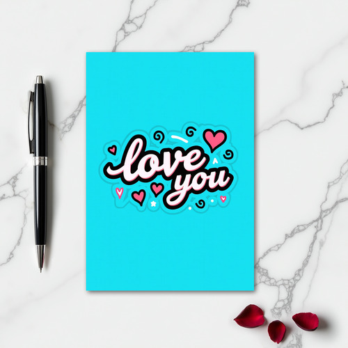 Romantic Love Hearts Swirls Card