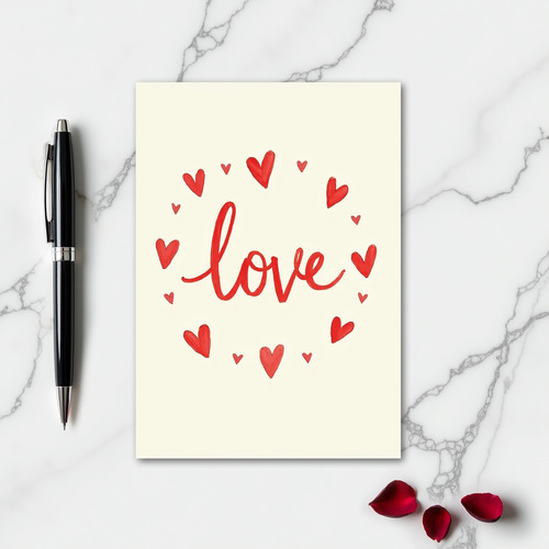 Romantic Love Hearts Watercolor Card