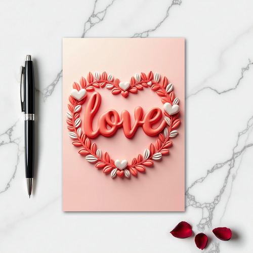 Romantic Love Hearts Wreath Card