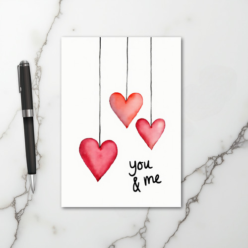 Romantic Love Hearts You And Me Card