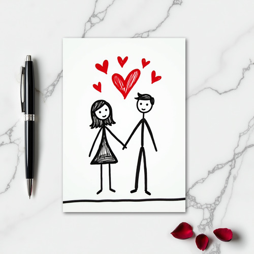 Romantic Love Stick Figure Card