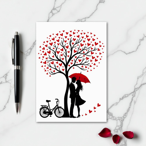 Romantic Love Tree Hearts Card
