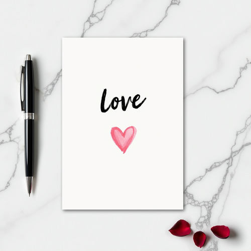 Romantic Love Watercolor Heart Card