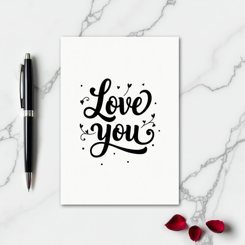 Romantic Love You Black Script Card
