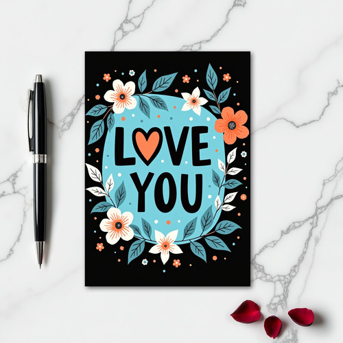 Romantic Love You Floral Card