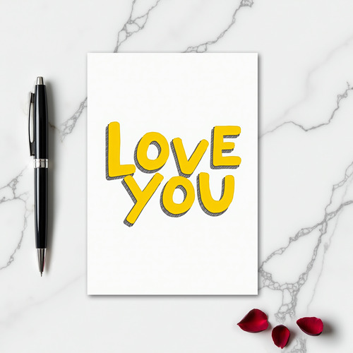 Romantic Love You Yellow Card
