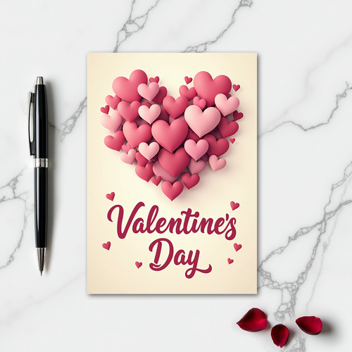 Romantic Matte Hearts Love Card