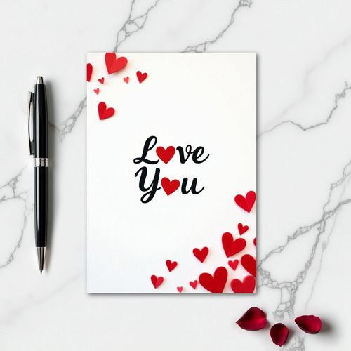 Romantic Paper Hearts Love Card