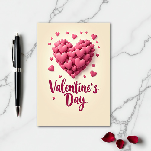 Romantic Pink Heart Love Card