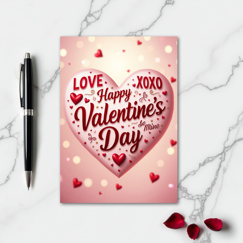 Romantic Pink Hearts Card