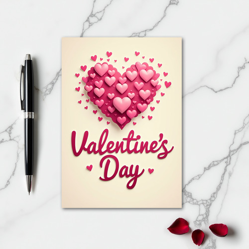 Romantic Pink Hearts Love Card