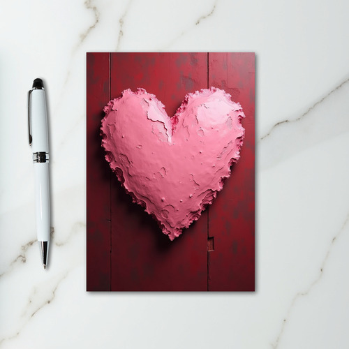 Romantic Pink Textured Heart Card