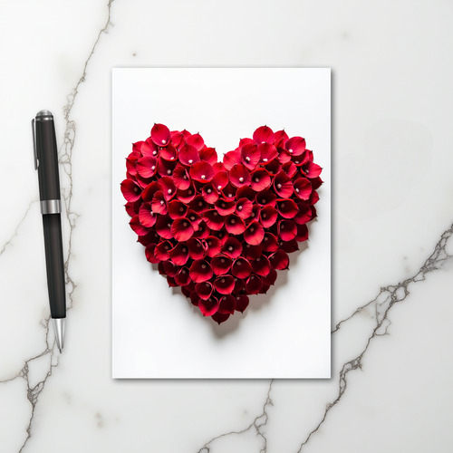 Romantic Red Heart Petals Card