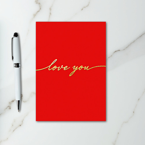 Romantic Red Script Love You Card