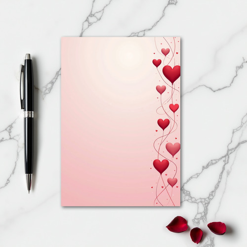 Romantic Rose Heart Balloons Card